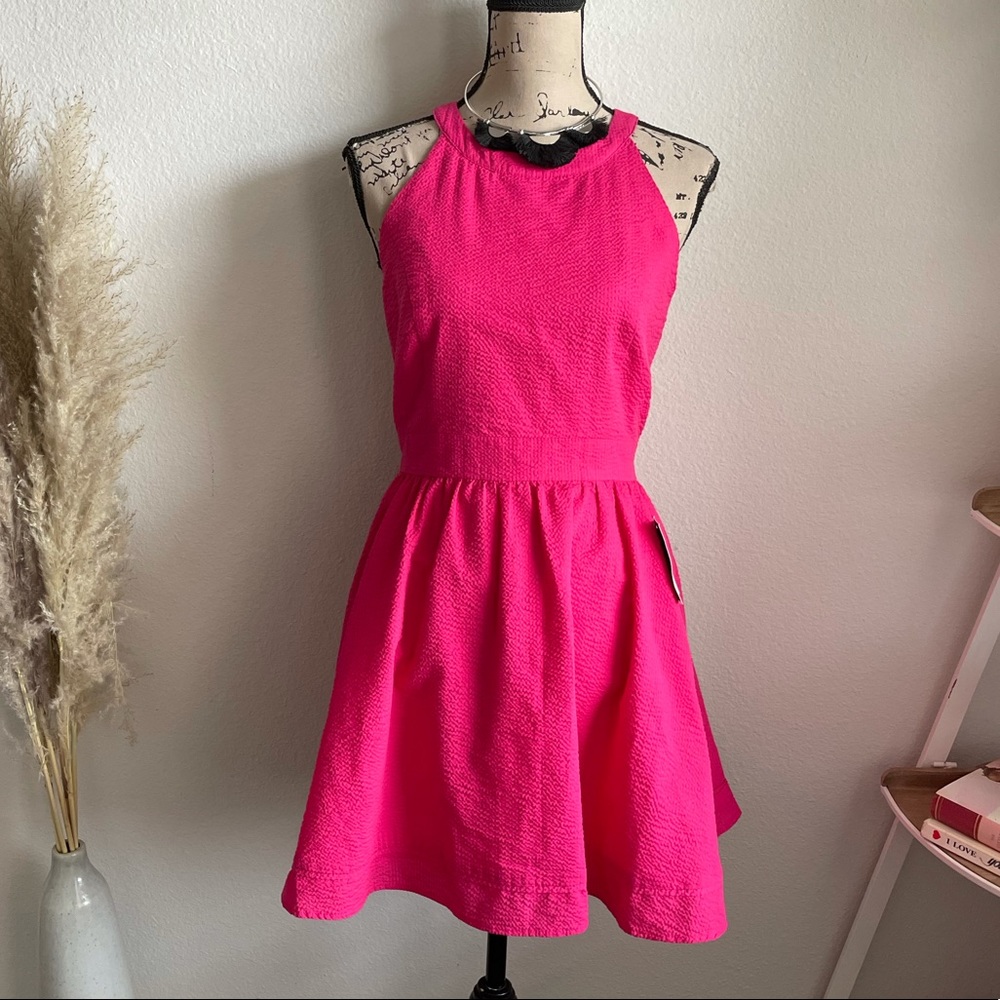 Pink Sleeveless Fit And Flare Mini Dress Medium